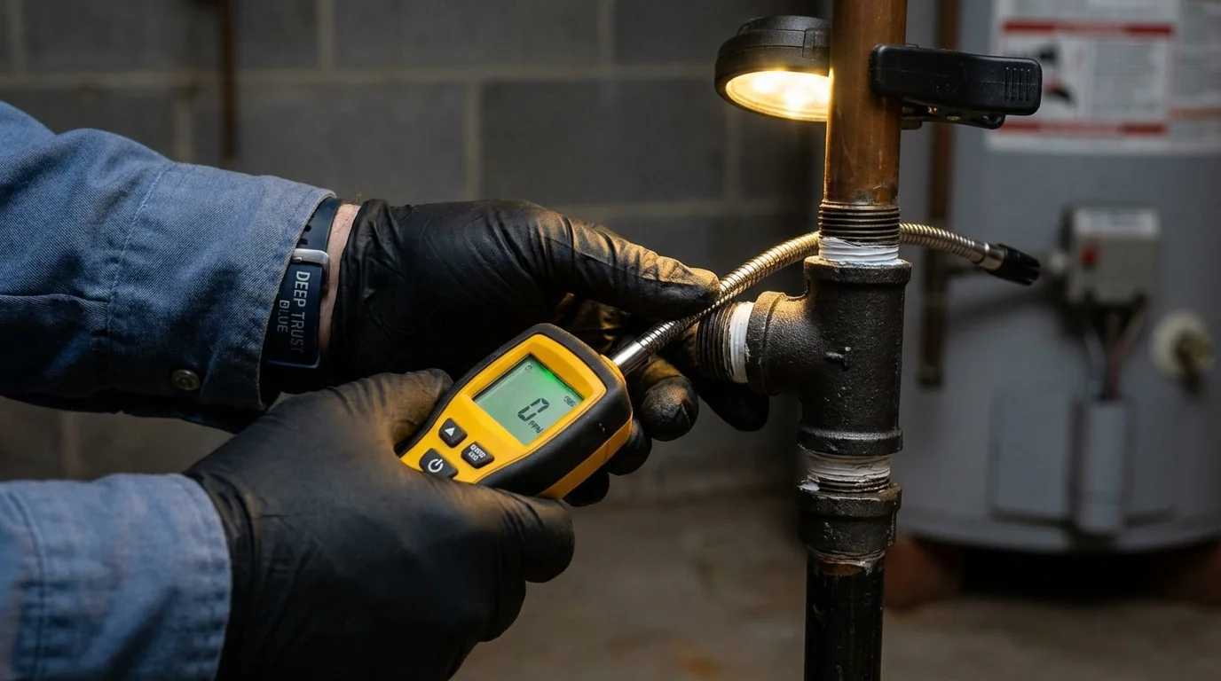 Gas leak detection with electronic sniffer by Johns Plumbing LLC in Encino